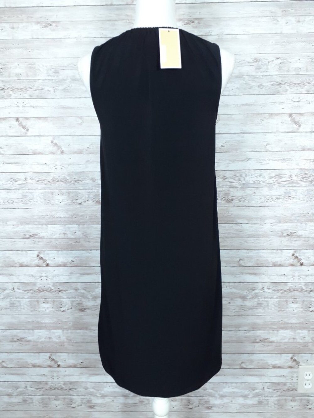 Michael Kors Sleeveless Shift Dress S Front Zip Elastic Neckline with Ties 949A - Picture 5 of 8